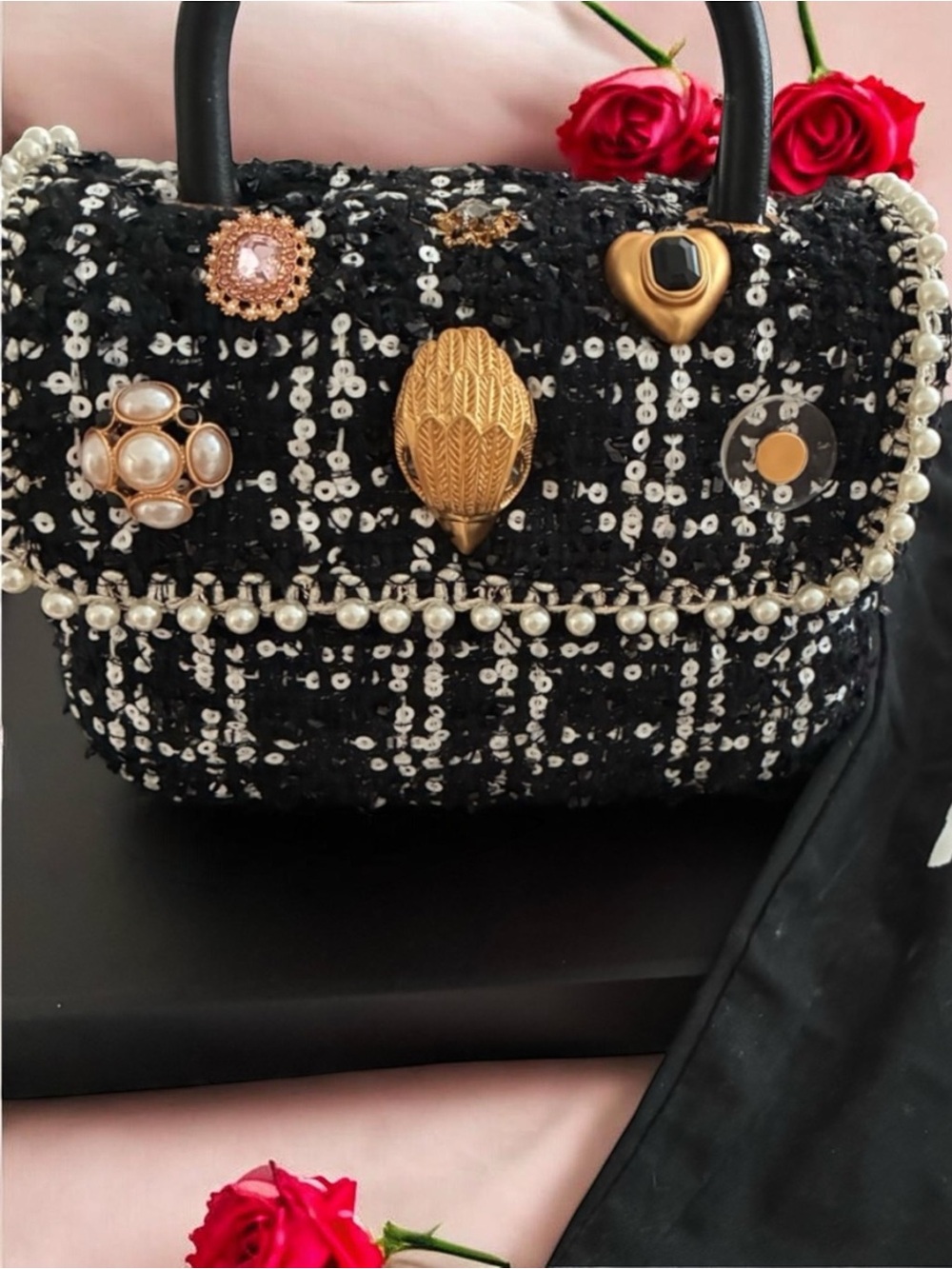 Kurt Geiger Black and Gold Embellished Mini Bag, new w tag